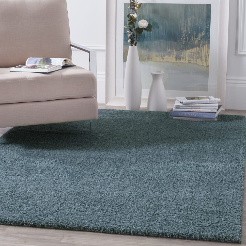 Tapis shag en polyester bleu, 122 x 183 cm — vue 3