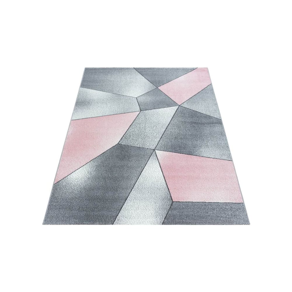 Tapis géométrique design en polypropylène rose 120x170