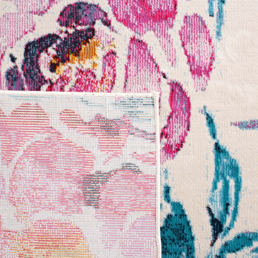 Tapis florale en polypropylène blanc/rose, 122 x 183 cm — vue 4