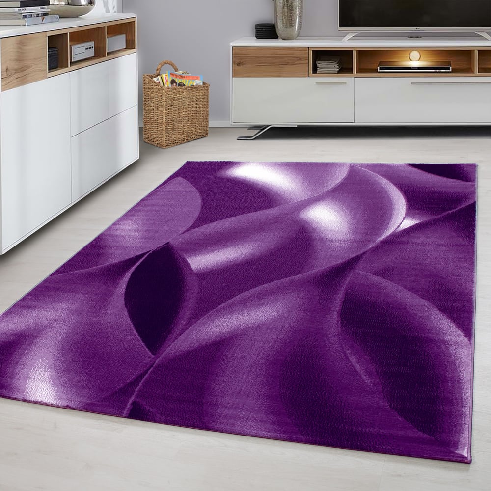 Tapis à vagues abstrait violet 120x170cm — vue 3