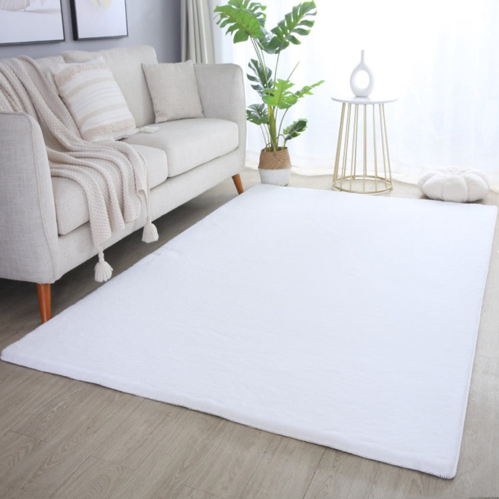 Tapis fausse fourrure toucher doux blanc 120x170cm — vue 3