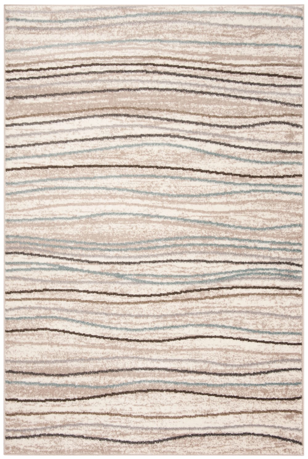 Tapis vague de bande moderne en polypropylène beige, 122 x 183 cm