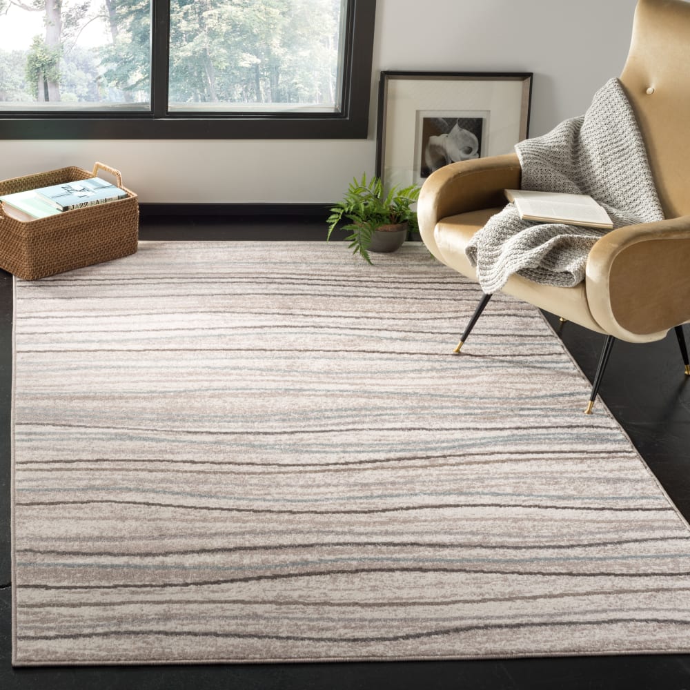 Tapis vague de bande moderne en polypropylène beige, 122 x 183 cm — vue 3