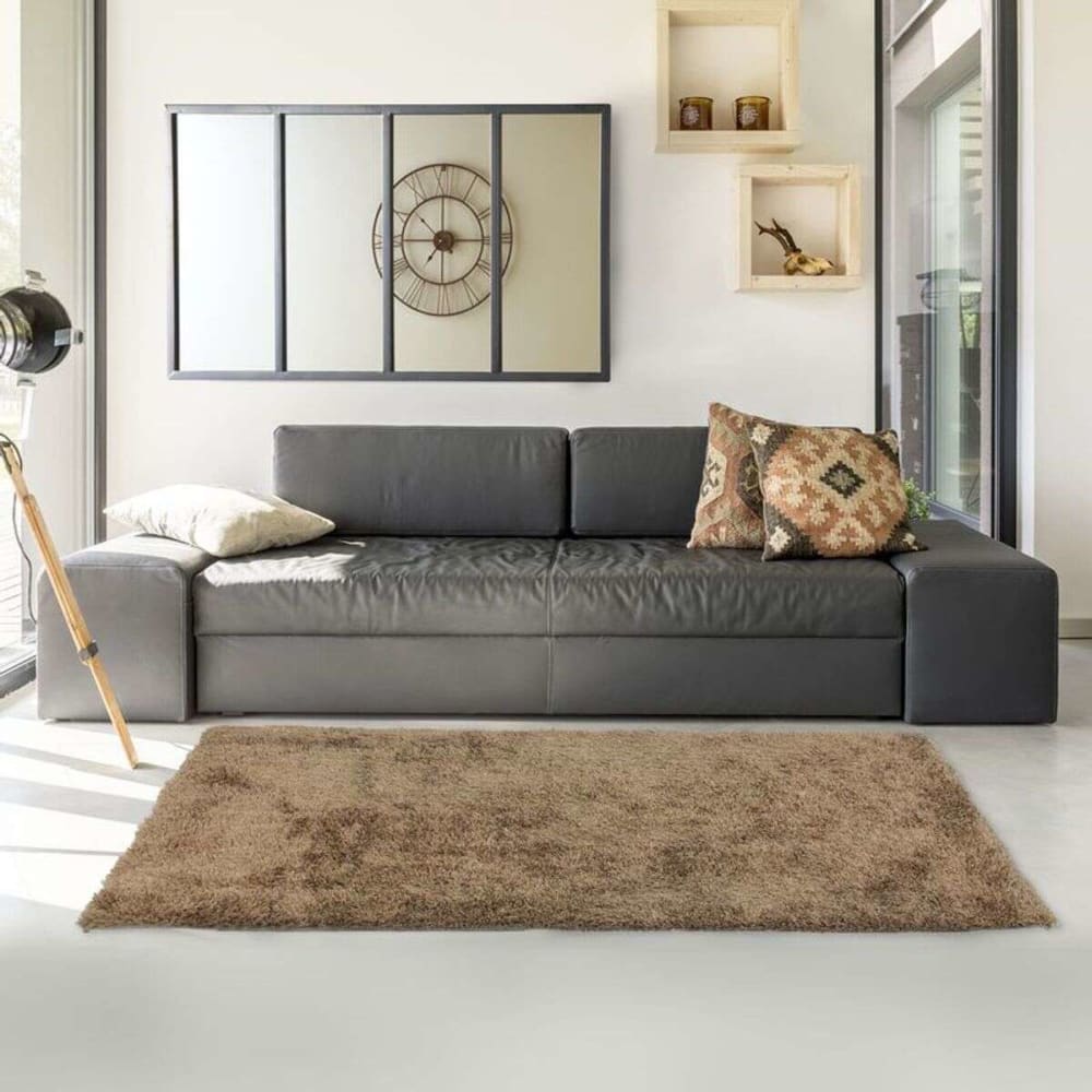 The Deco Factory Langflorteppich mit wollähnlichem Griff Beige 120x170 style industrial Beige Pes - Polyester