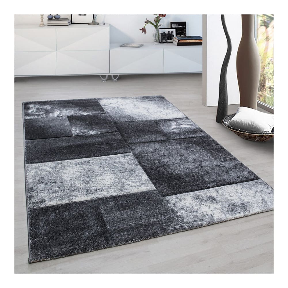 Tapis géométrique design en polypropylène gris 120x170