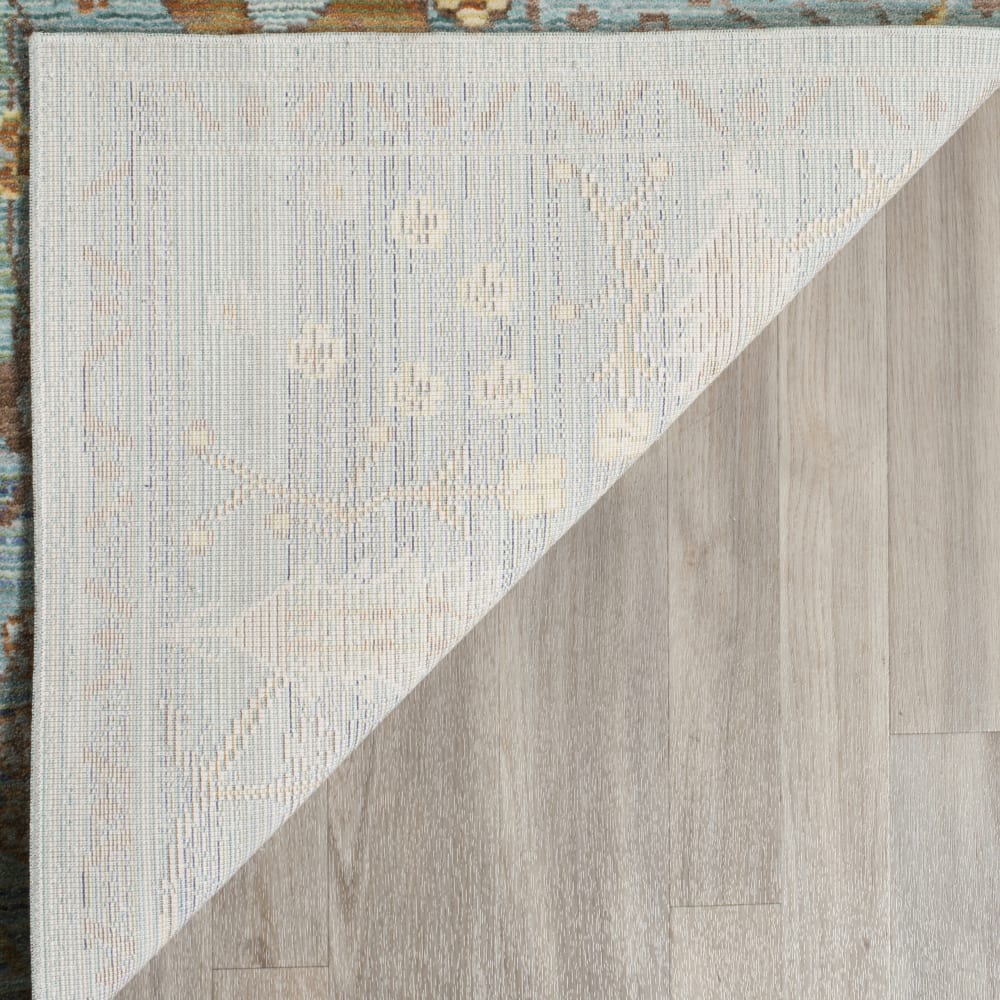 Tapis artisanat inspiré en polyester gris/bleu, 122 x 183 cm — vue 4