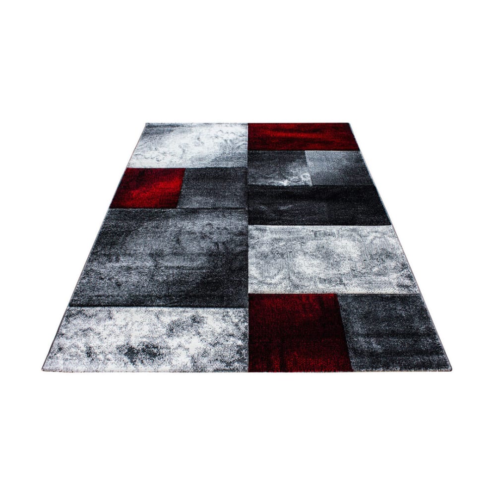 Tapis géométrique design en polypropylène rouge 120x170