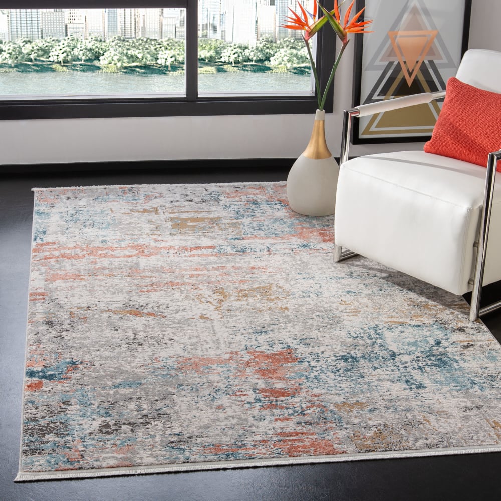 Tapis contemporain en polypropylène gris/rose, 122 x 183 cm — vue 3