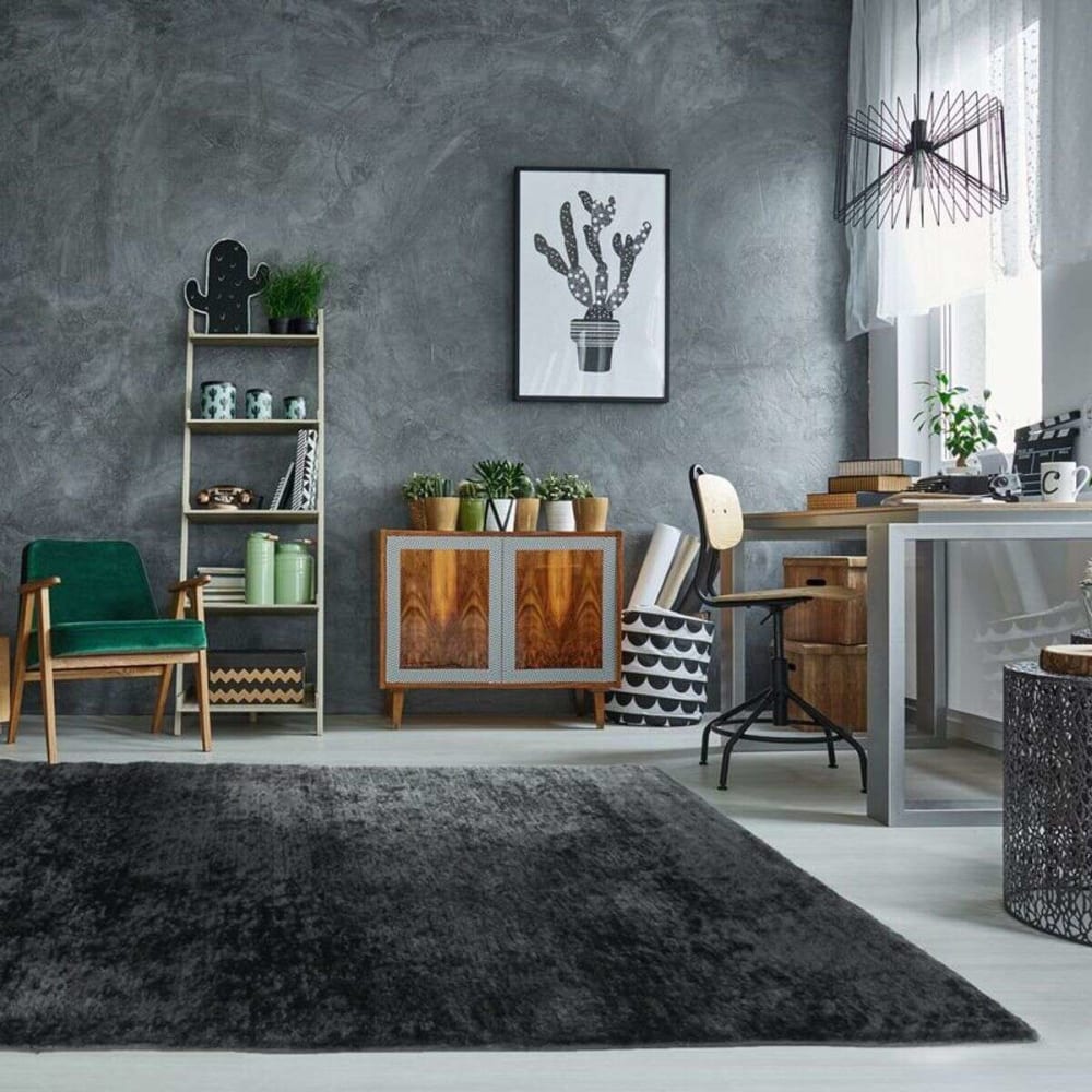 Tapis à poils longs effet soyeux gris anthracite 120x170 — vue 3
