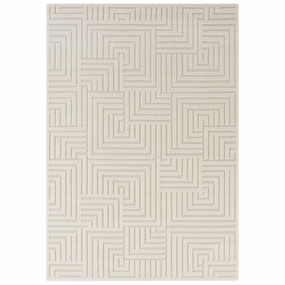 Tapis chambre 120 x 170 cm motif géométrique, beige, pliable facile