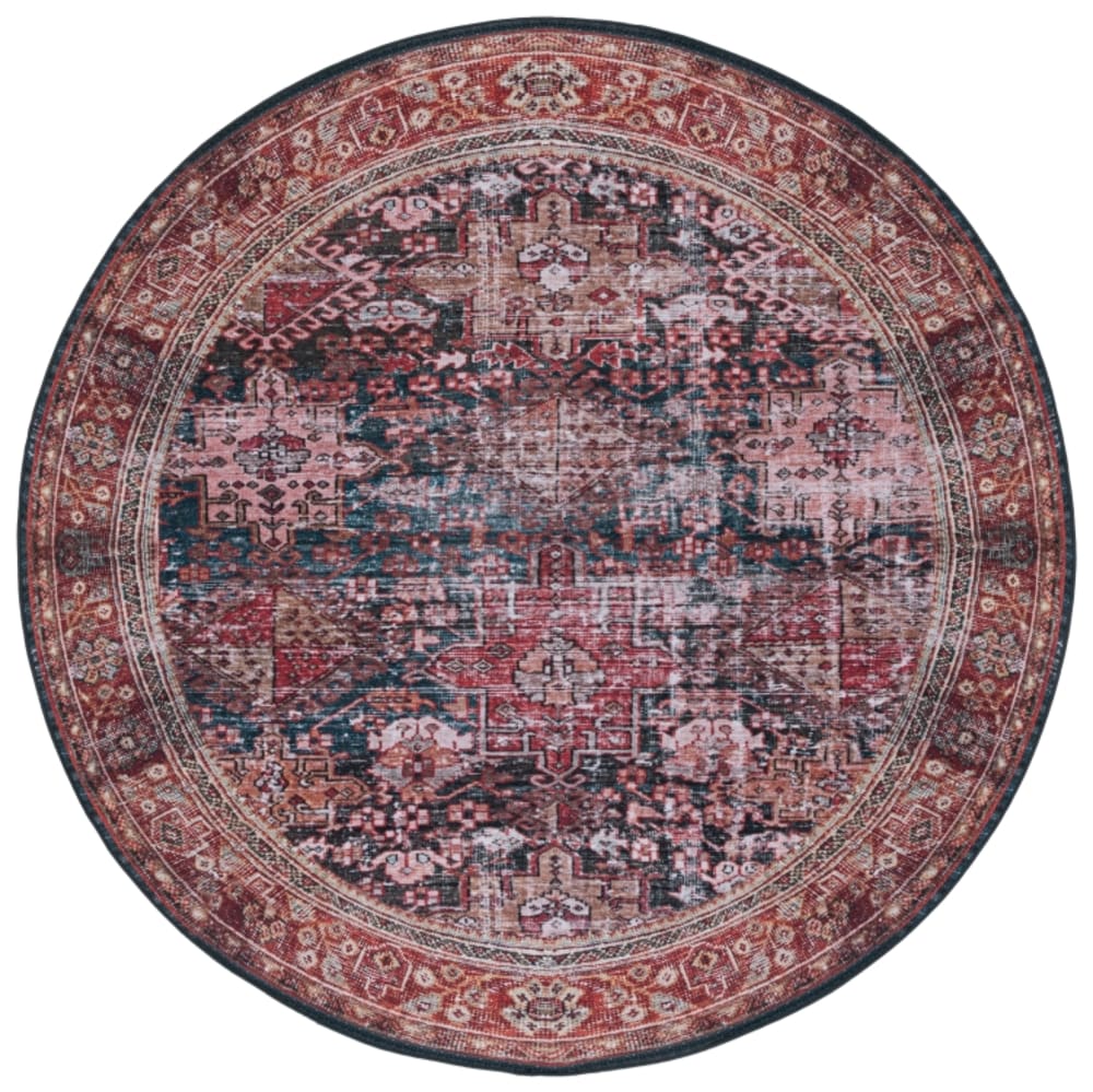 Tapis poil de polyester rouge / vert 122 x 122 cm