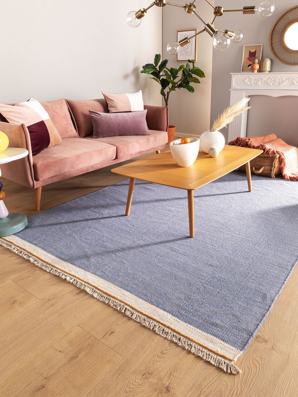 Tapis de laine bleu 120x170 — vue 3