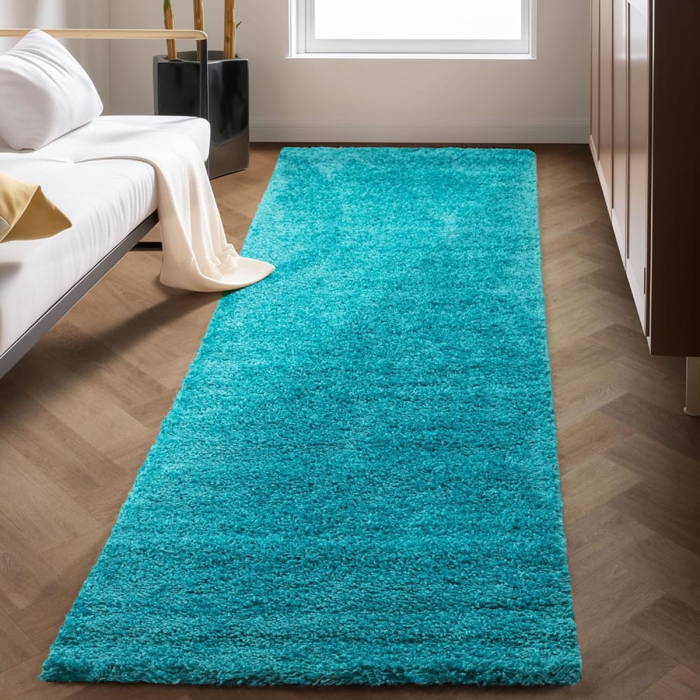 Shaggy - tapis uni à poils longs - turquoise 120 x 170 cm — vue 4