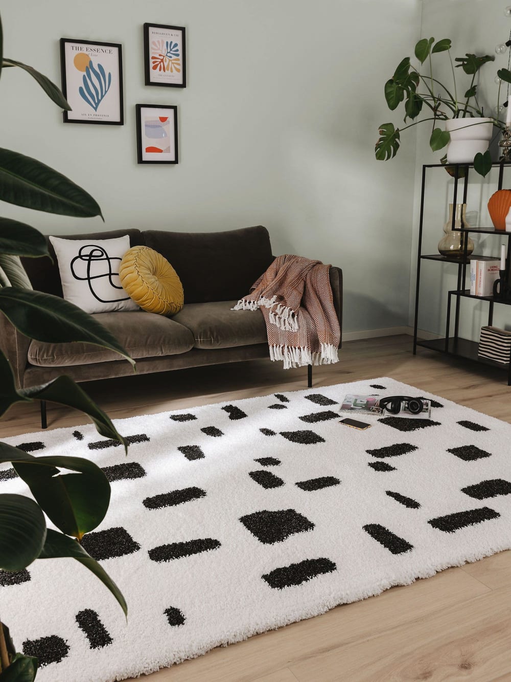 Tapis à poils longs noir & blanc 120x170 — vue 3