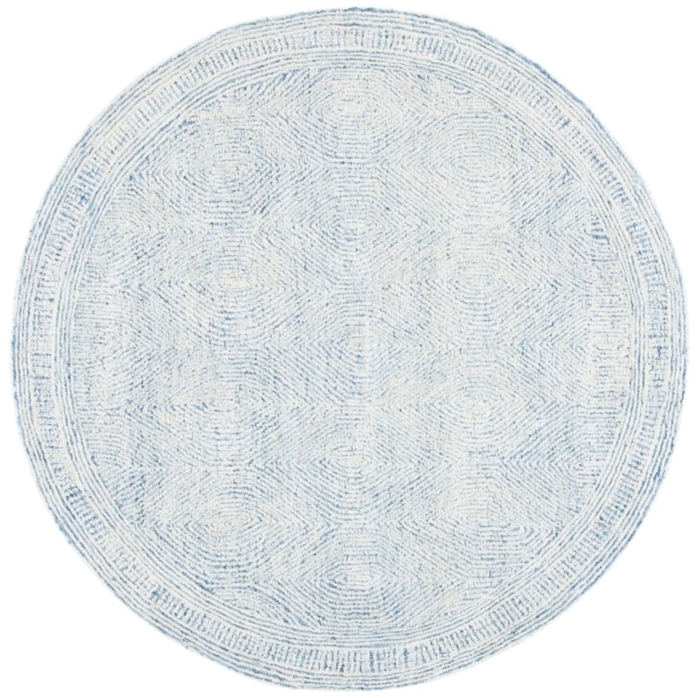 Tapis bohémien en laine blanc/bleu, 122 x 122 cm