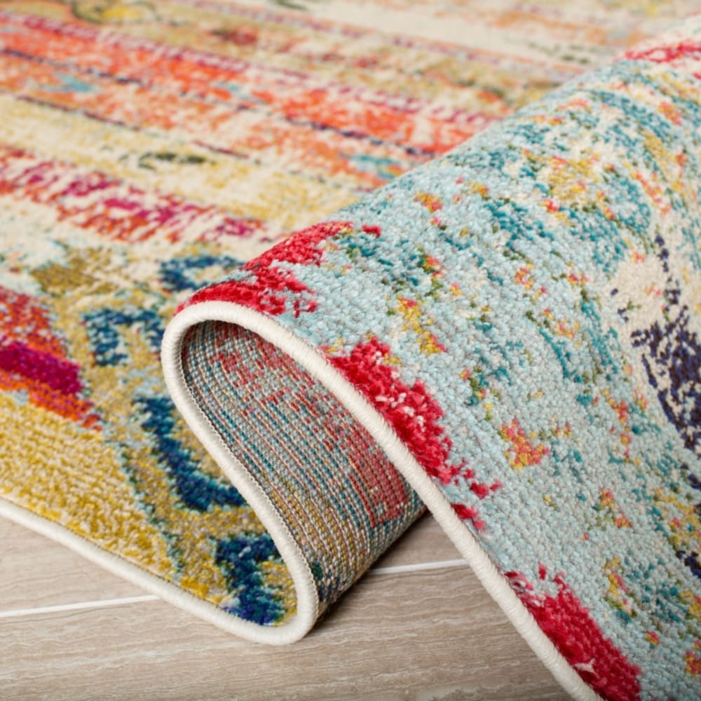 Tapis contemporary en polypropylène bleu/orange, 122 x 122 cm — vue 3