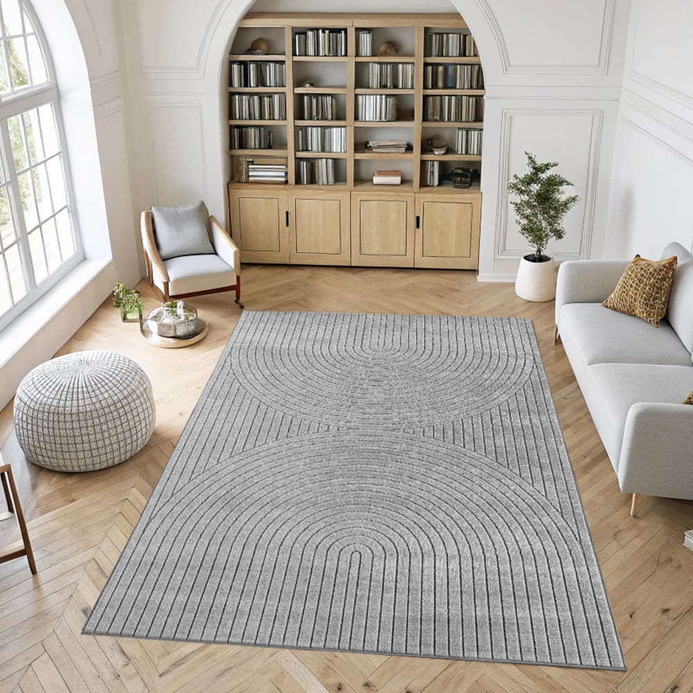 Tapis poils courts à relief paola gris 120x170cm — vue 3