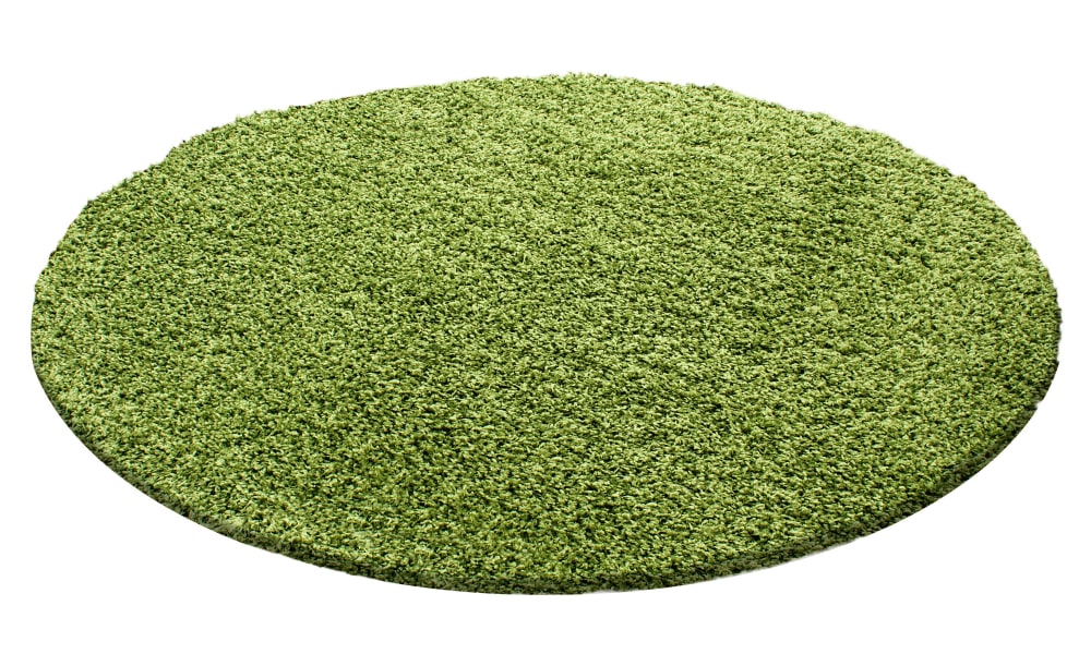 SHAGGY - Tapis Uni Rond - Vert 120 x 120 cm
