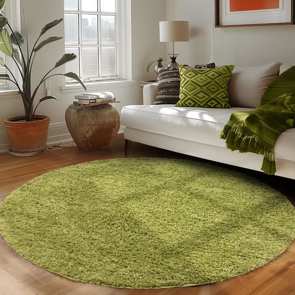 Shaggy - tapis uni rond - vert 120 x 120 cm — vue 3