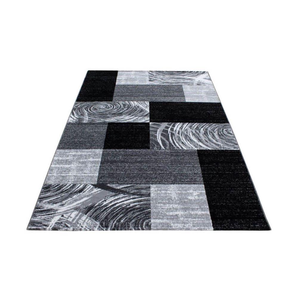 Tapis géométrique contemporaine en polypropylène noir 120x170