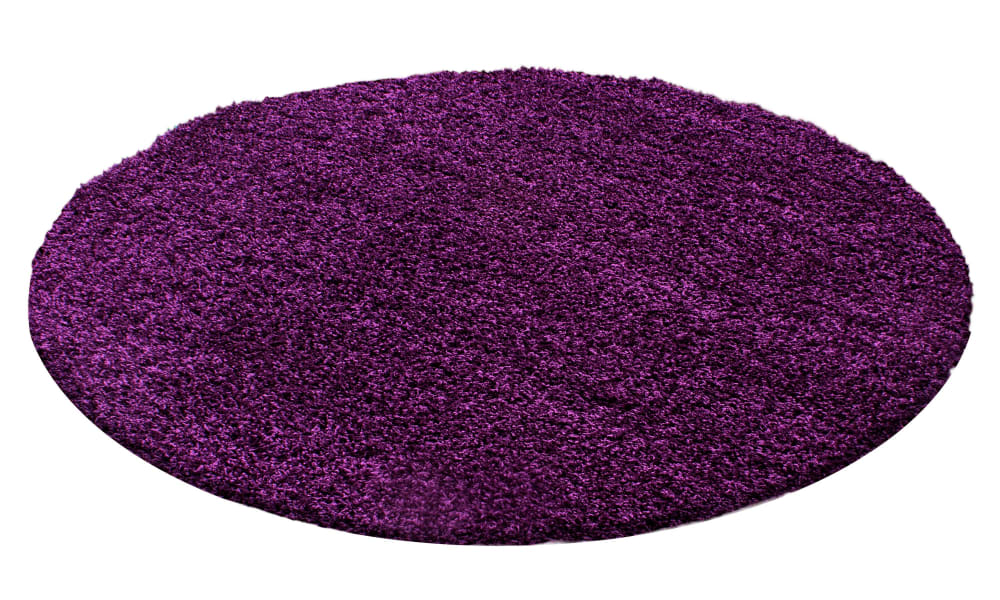 SHAGGY - Tapis Uni Rond - Violet 120 x 120 cm