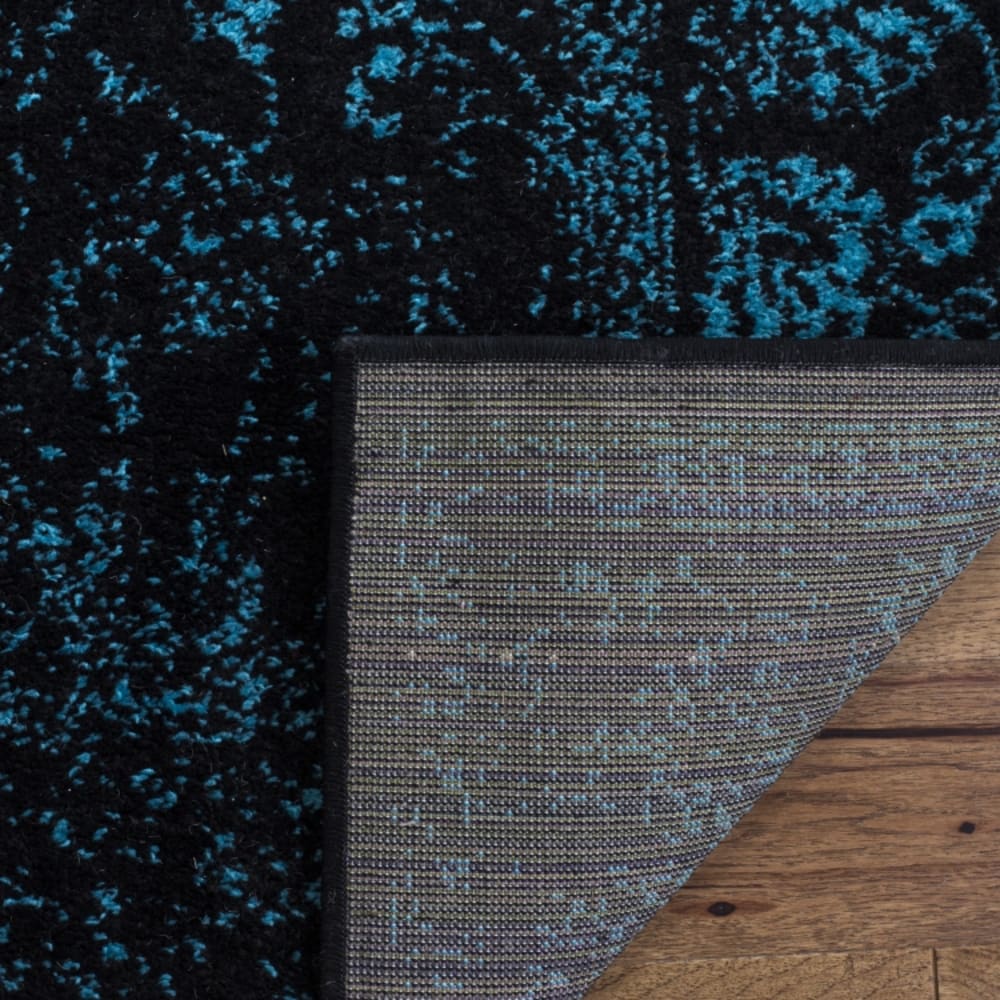 Tapis distressed vintage en polypropylène noir/bleu, 122 x 122 cm — vue 4