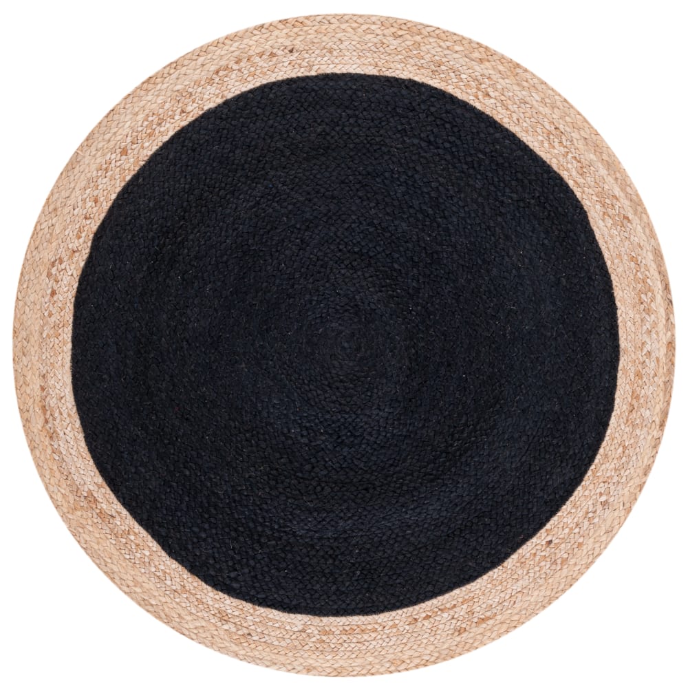 Tapis en jute noir/beige, 122 cm
