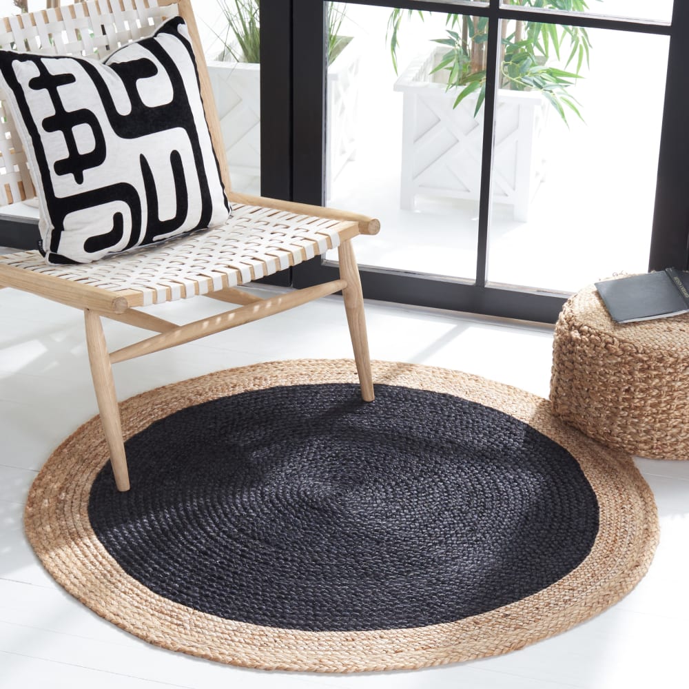 Tapis en jute noir/beige, 122 cm — vue 3