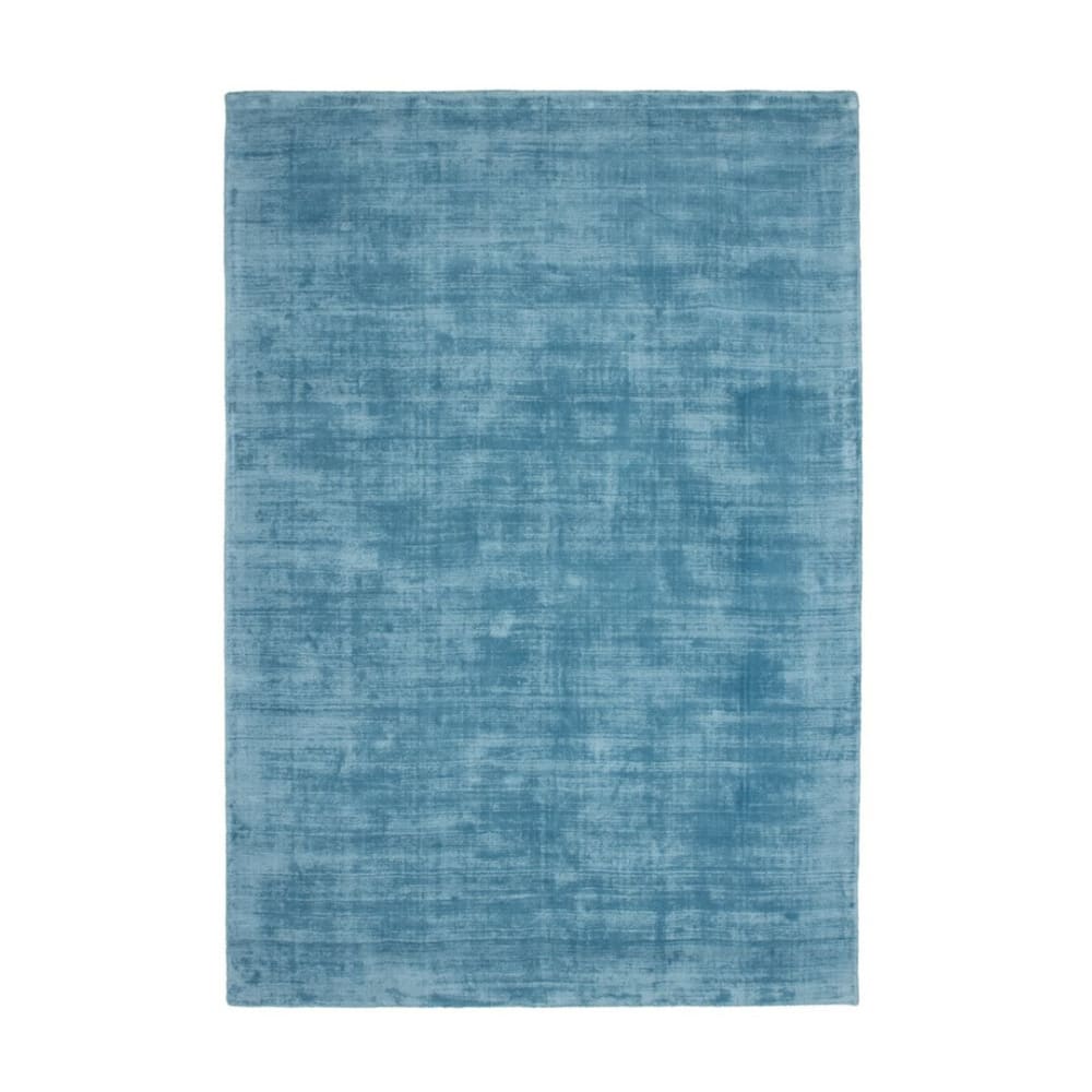 Tapis uni contemporaine en viscose turquoise 120x170