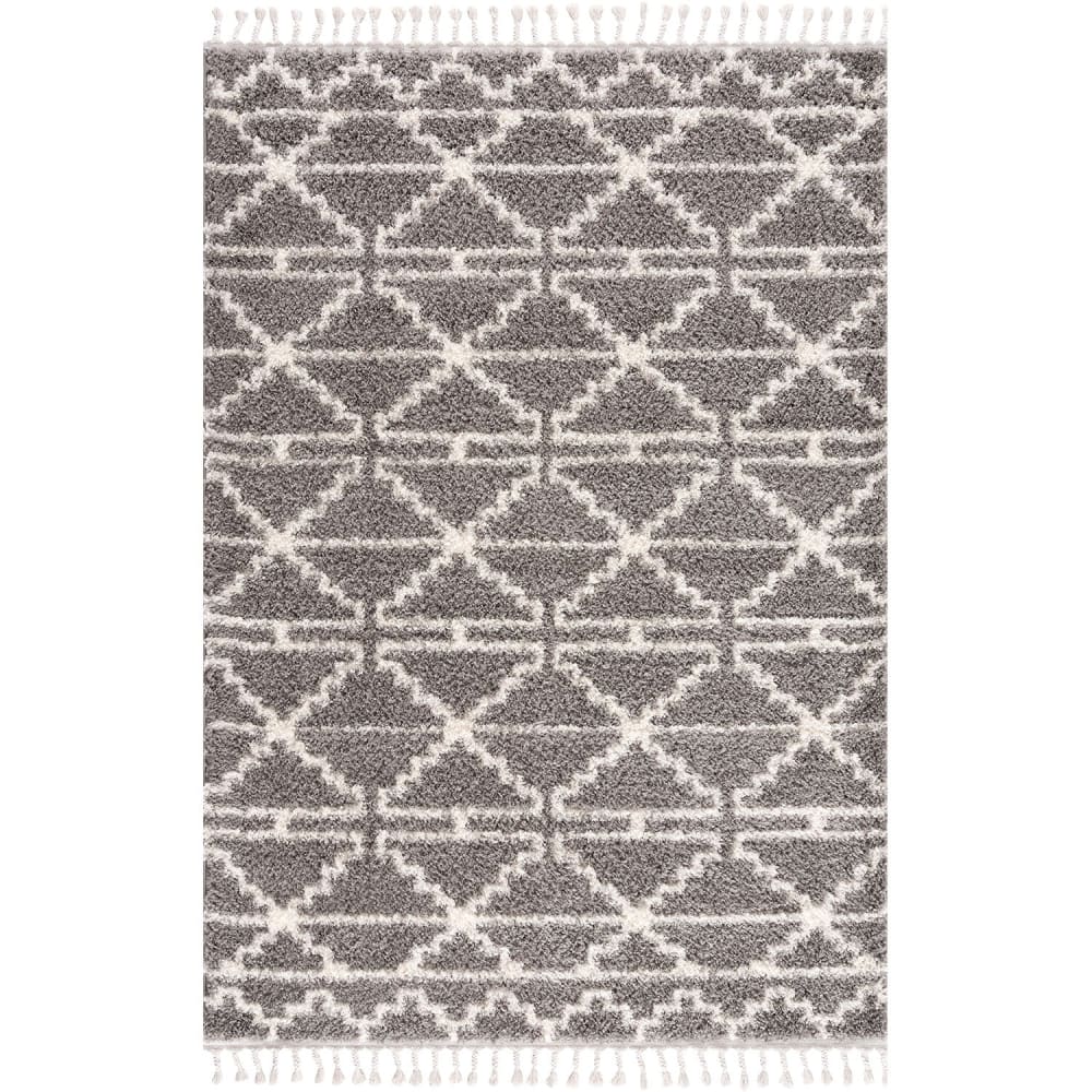 Tapis moelleux à franges tressées Rust Gris 120x160cm