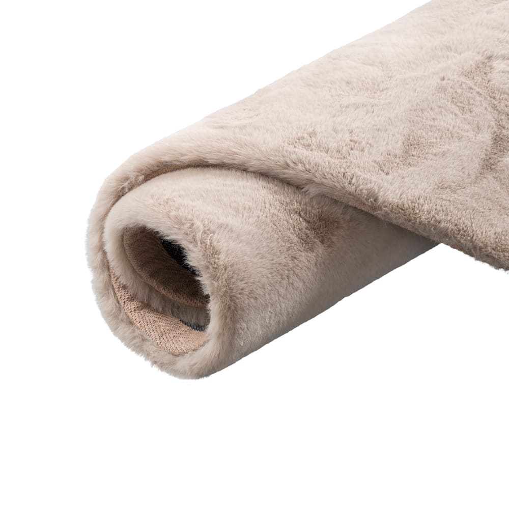 Tapis rond en fausse fourrure beige 120x120 cm — vue 4