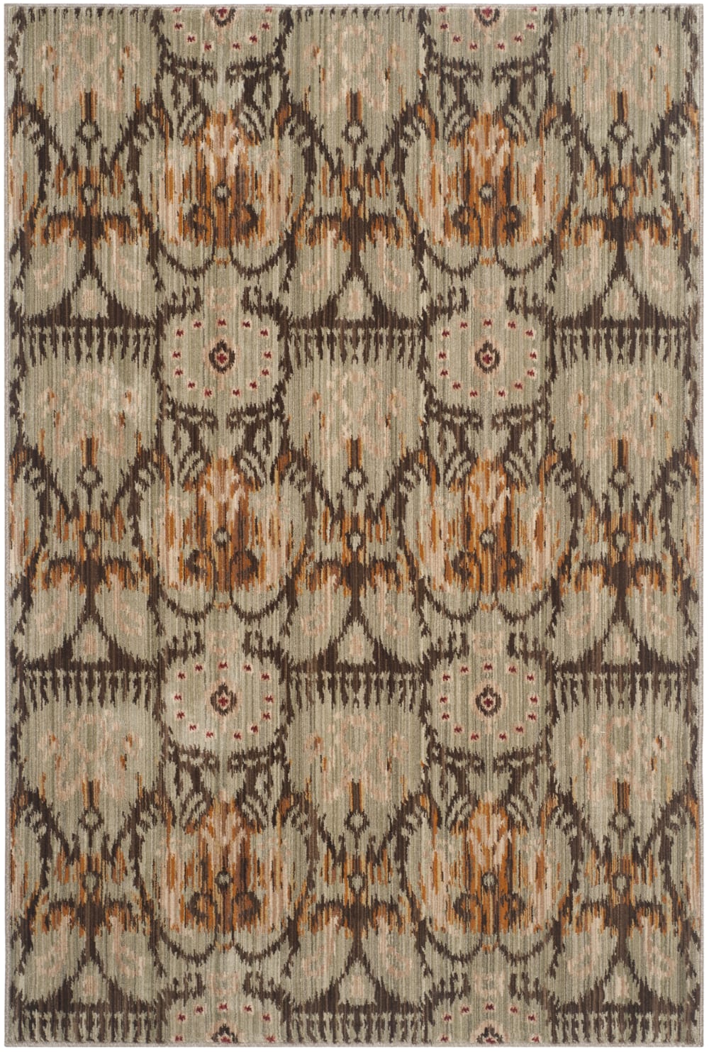 Tapis contemporain en polyester vert/brun, 122 x 183 cm