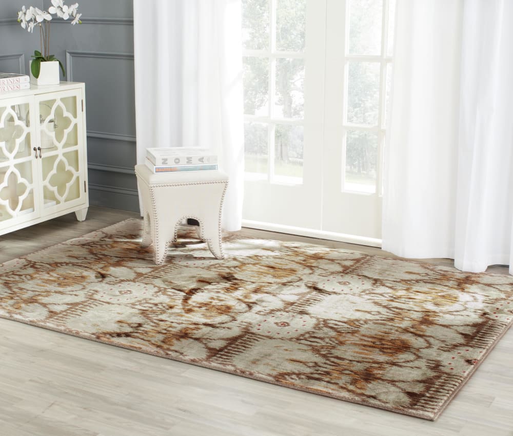 Tapis contemporain en polyester vert/brun, 122 x 183 cm — vue 3