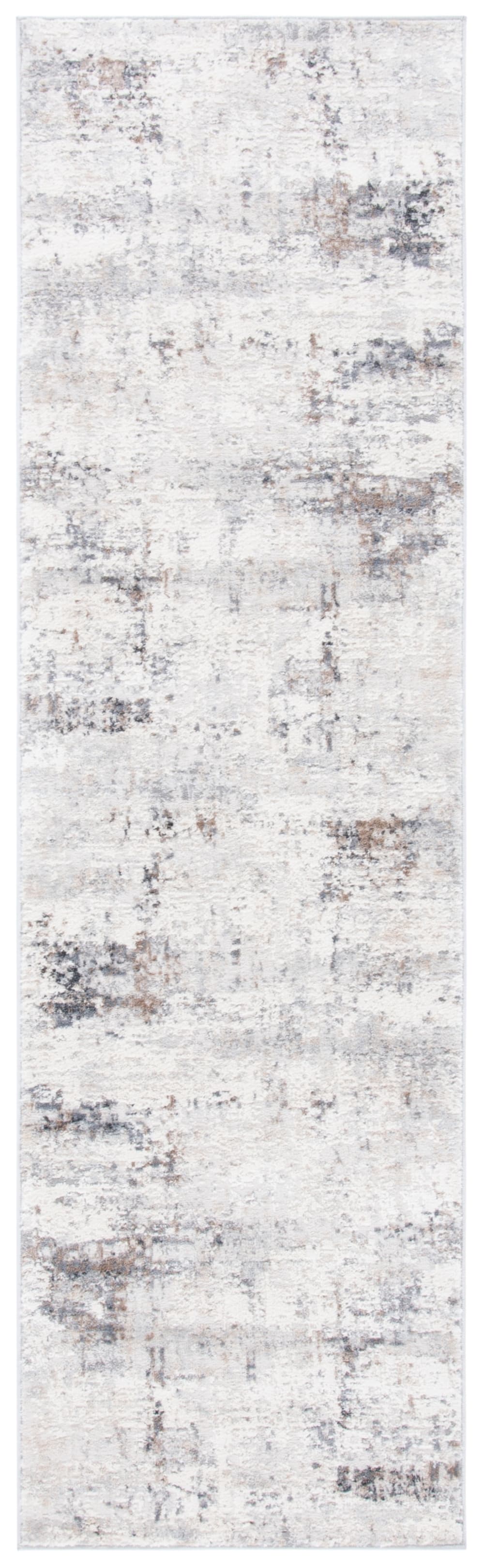 Tapis abstrait moderne en polypropylène blanc/gris, 69 x 122 cm