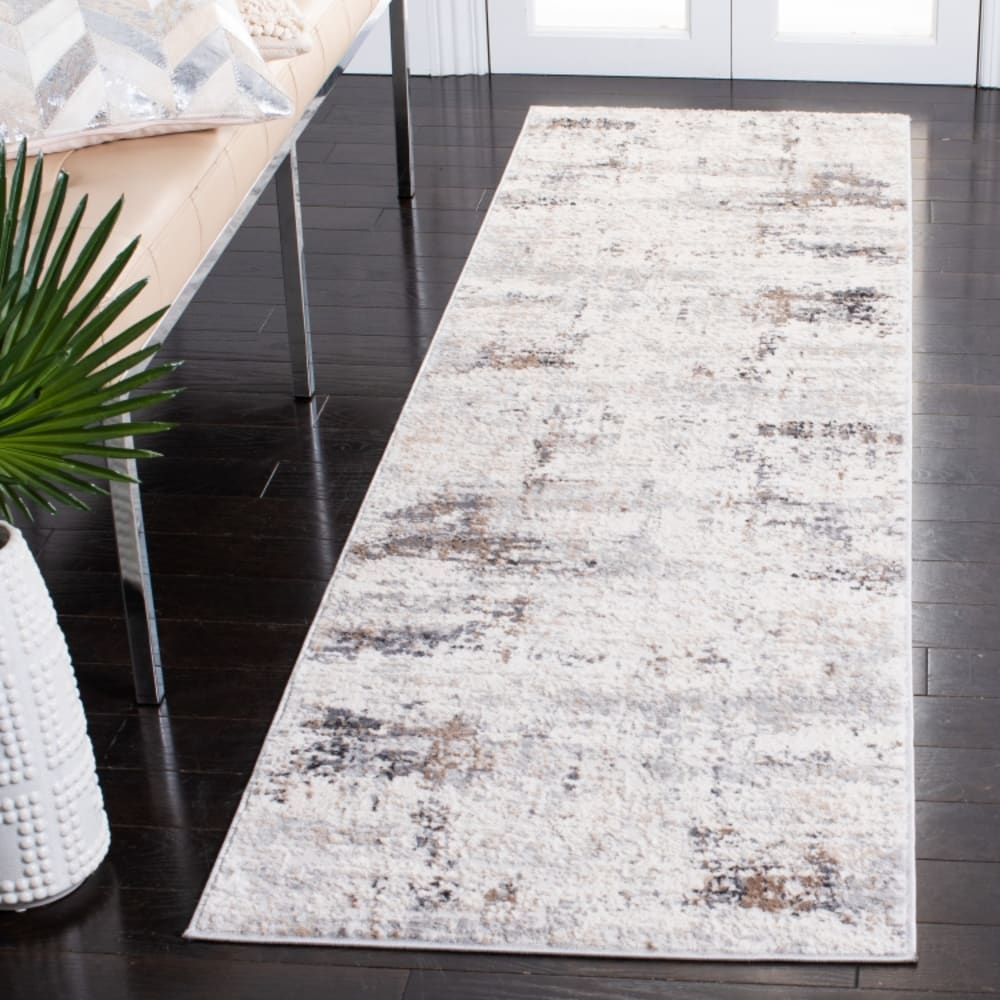 Tapis abstrait moderne en polypropylène blanc/gris, 69 x 122 cm — vue 3