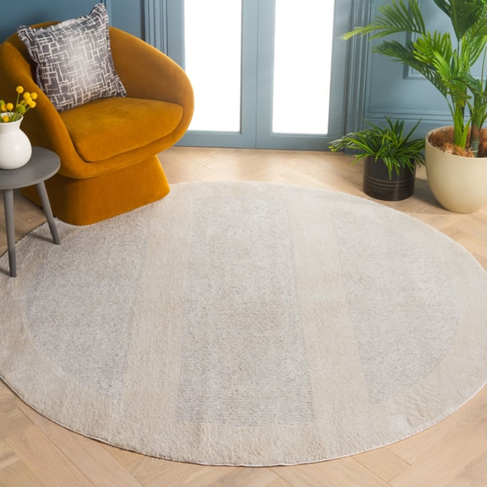 Tapis moderne en polyester blanc/gris, 122 cm — vue 3