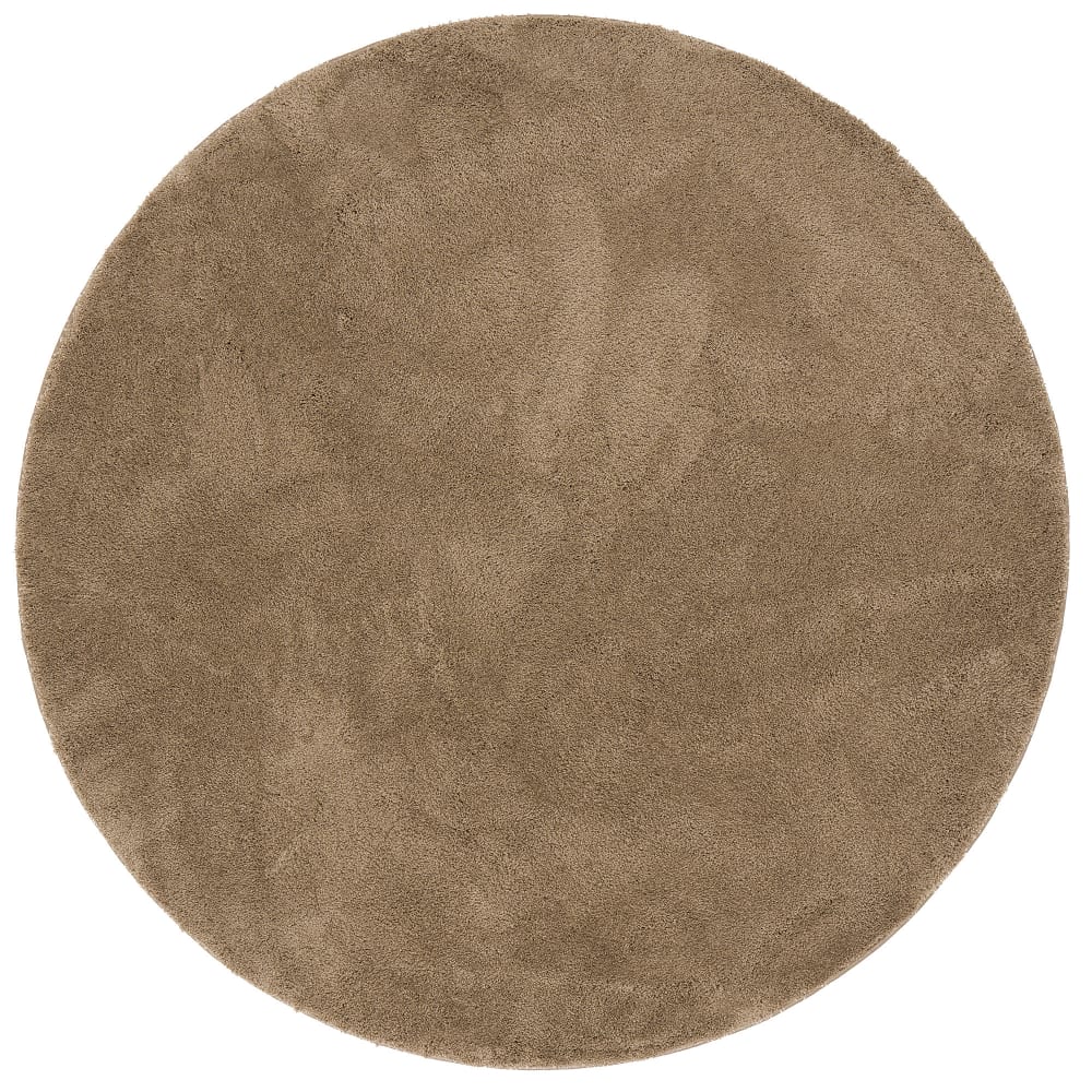 Pergamon Hochflorteppich soft rund taupe 120x120 cm - Pes - Polyester