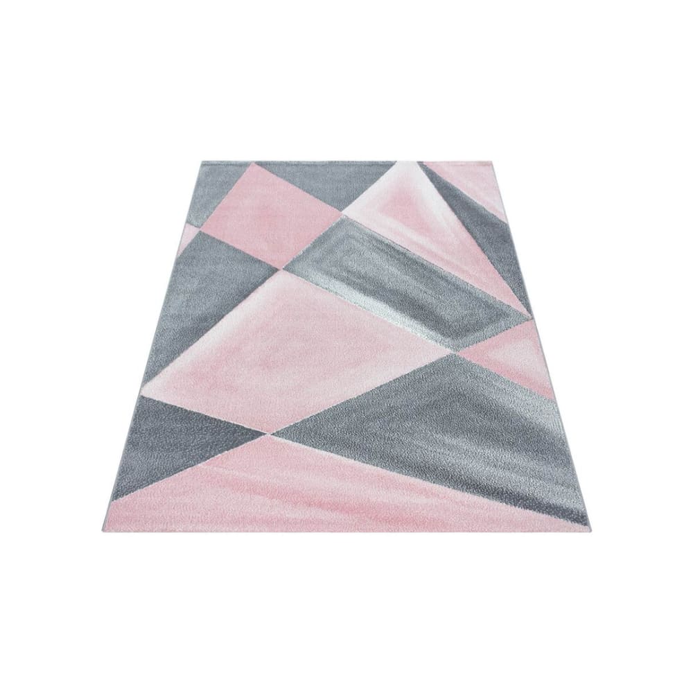 Tapis géométrique design en polypropylène rose 120x170