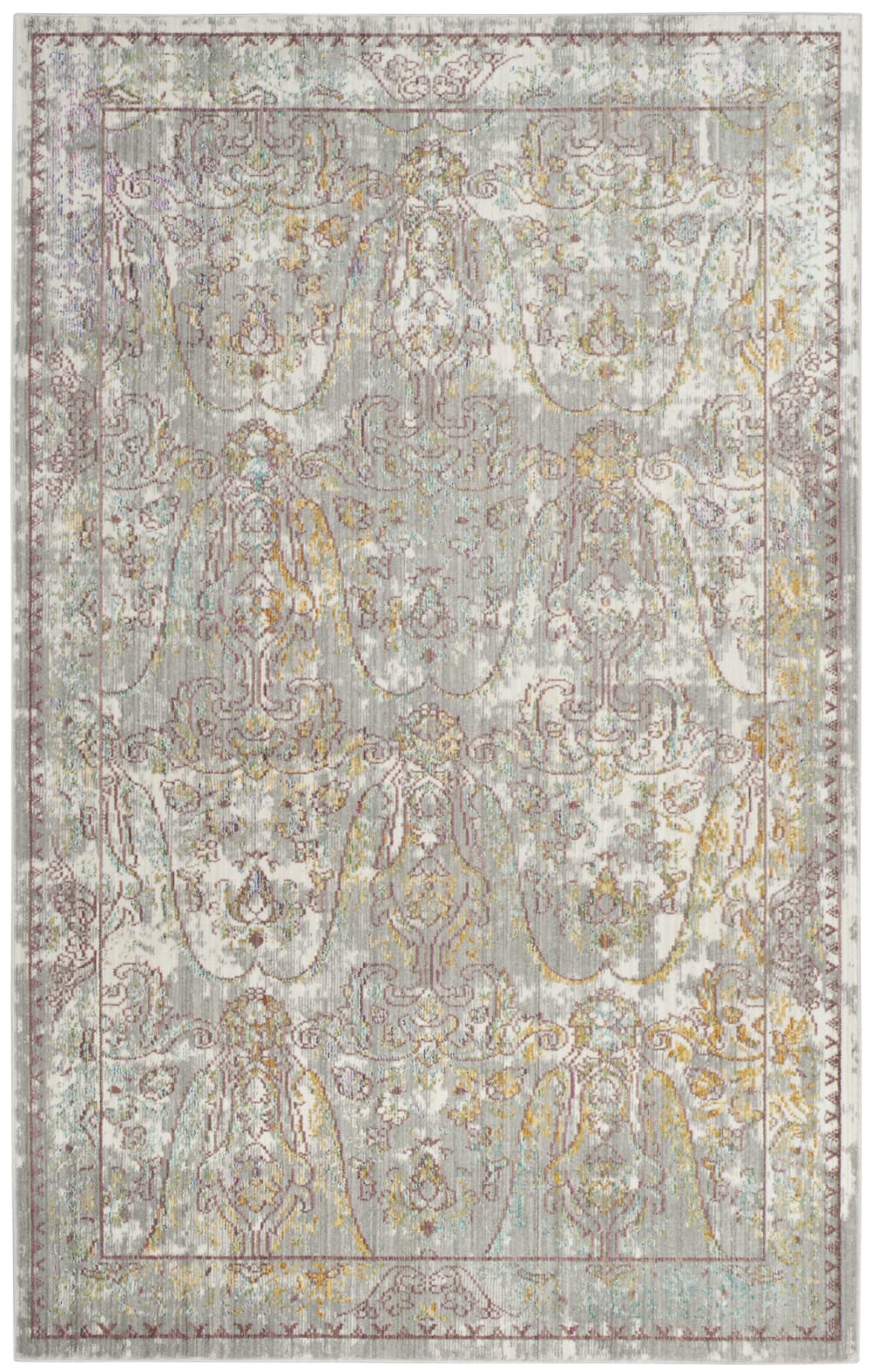 Tapis métro-mod en polyester gris/multicolore, 122 x 183 cm