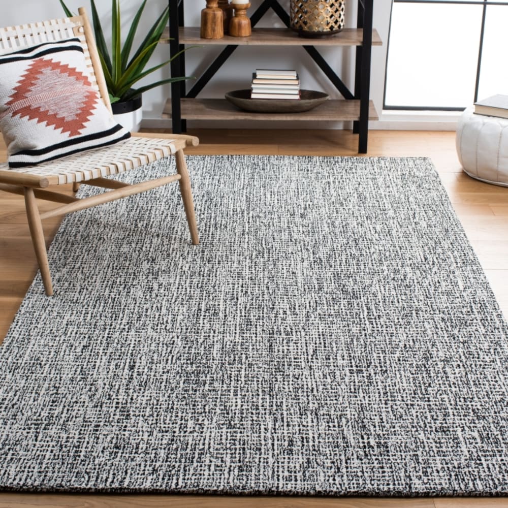 Tapis contemporain en laine noir/blanc, 122 x 183 cm — vue 3
