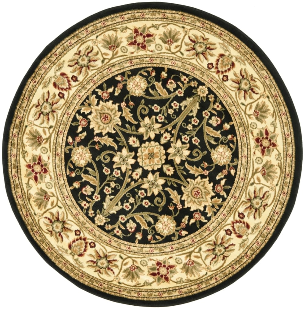 Tapis traditionnel en polypropylène noir/blanc, 122 cm