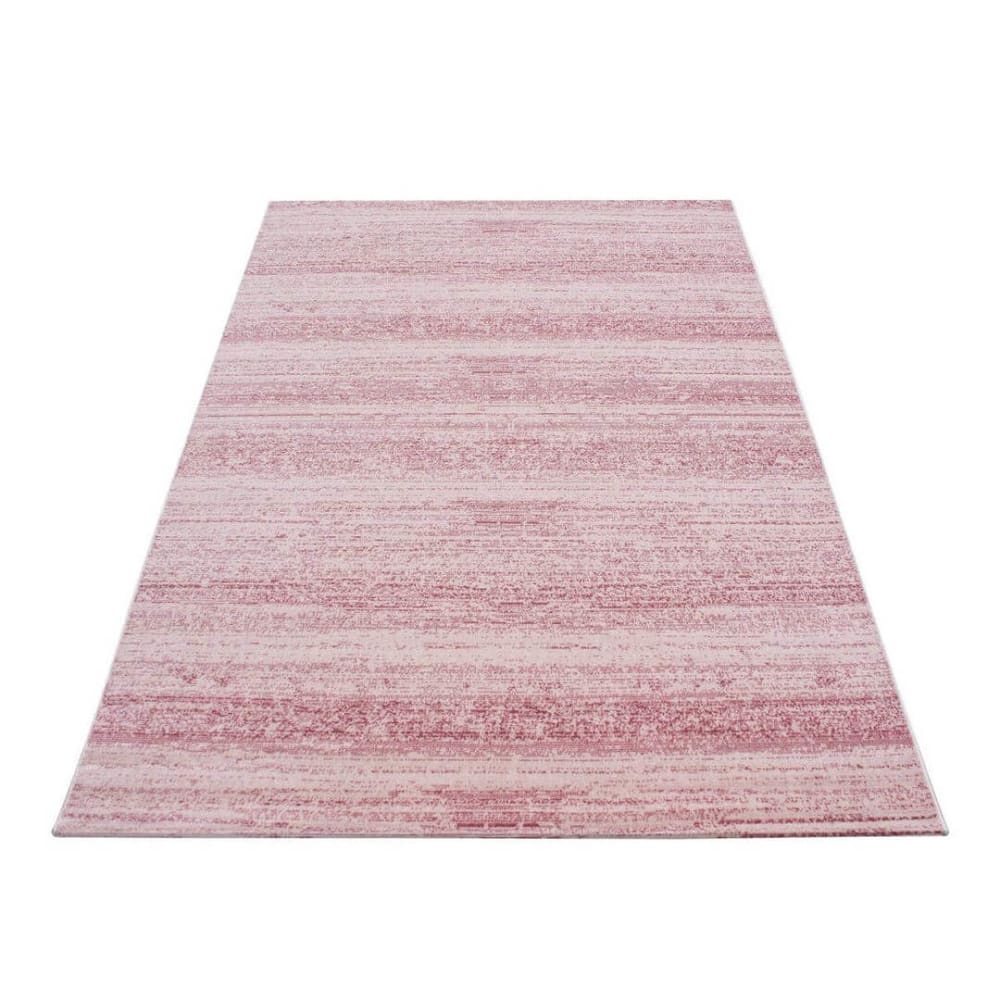 Tapis rayé contemporaine en polypropylène rose 120x170