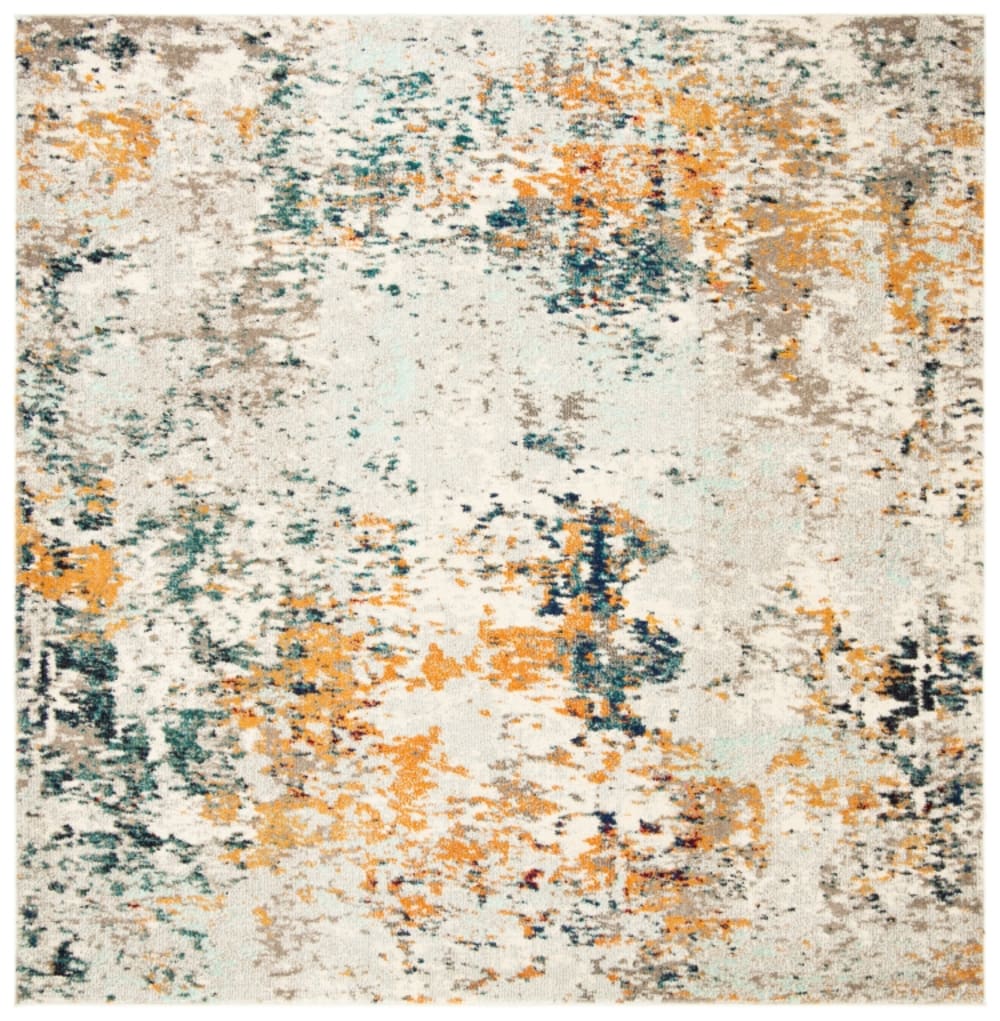 Tapis contemporain en polypropylène gris/beige, 122 x 122 cm