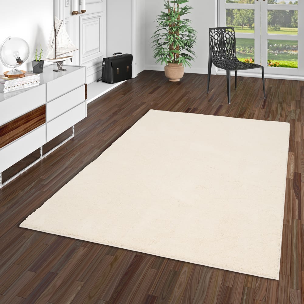 Tapis à poils longs doux uni crème 120x170 cm — vue 3