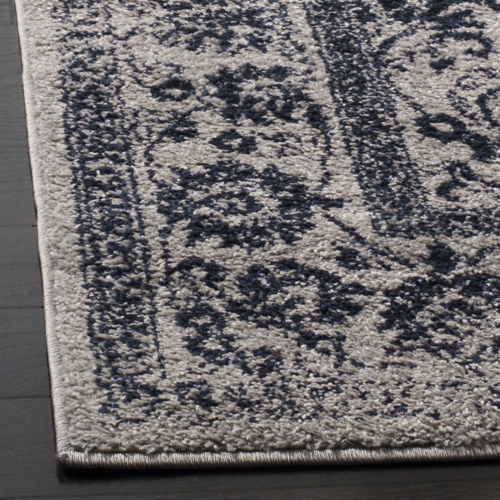 Tapis vintage patiné en polypropylène gris/bleu, 122 x 183 cm — vue 4
