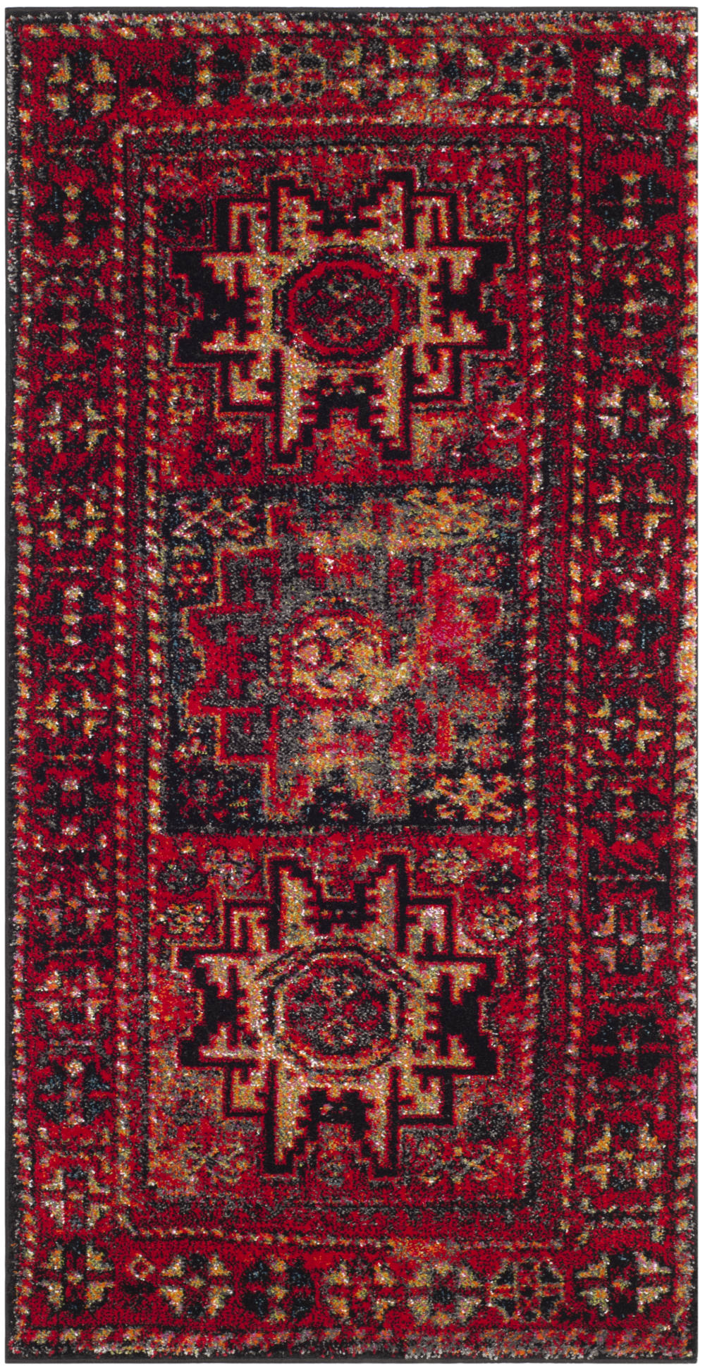 Tapis de transition en polypropylène rouge/multicolore, 122 x 183 cm