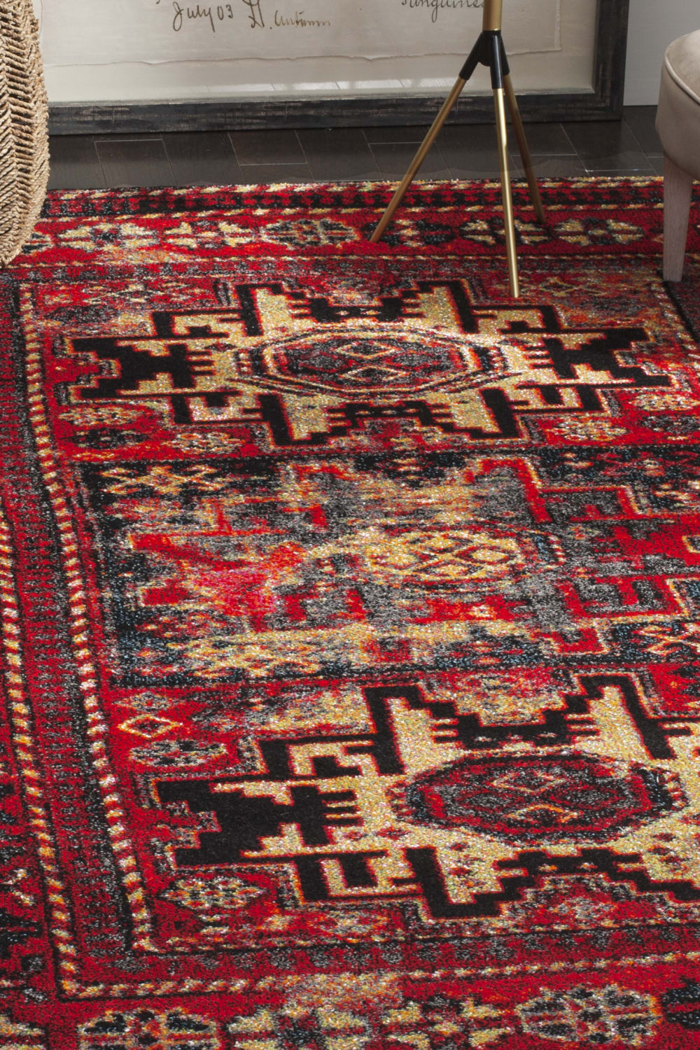 Tapis de transition en polypropylène rouge/multicolore, 122 x 183 cm — vue 3