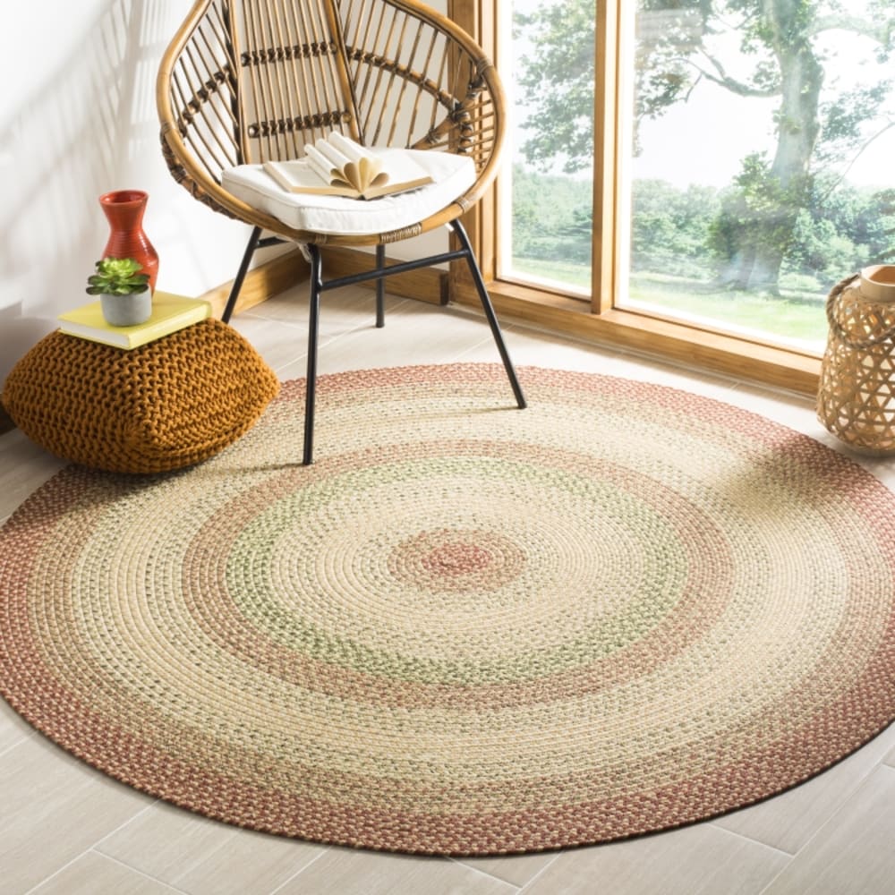 Tapis contemporain en polypropylène orange/multicolore, 122 cm — vue 3