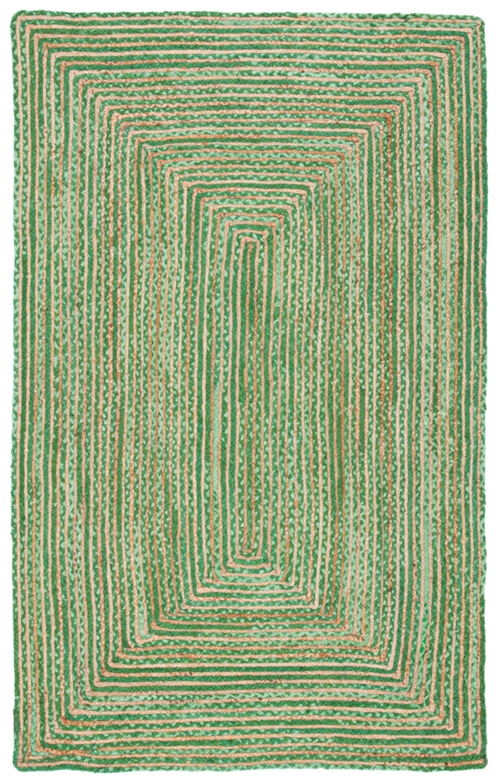 Tapis côtier en jute vert/beige, 122 x 183 cm