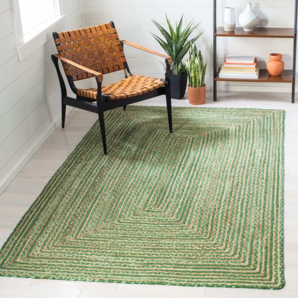 Tapis côtier en jute vert/beige, 122 x 183 cm — vue 3